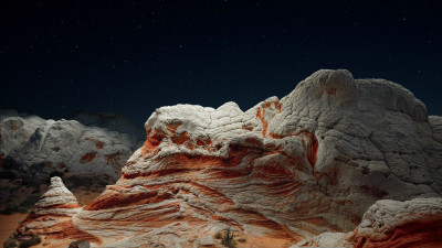 The night sky and desert valley