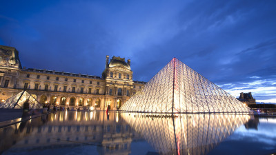 Louvre pyramid and museum