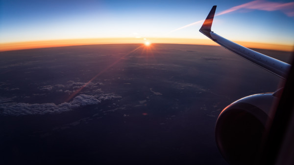 In the plane watching the sunset