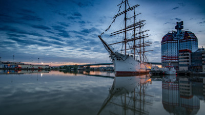 Historic wooden sailing ship in Gothenburg Harbour