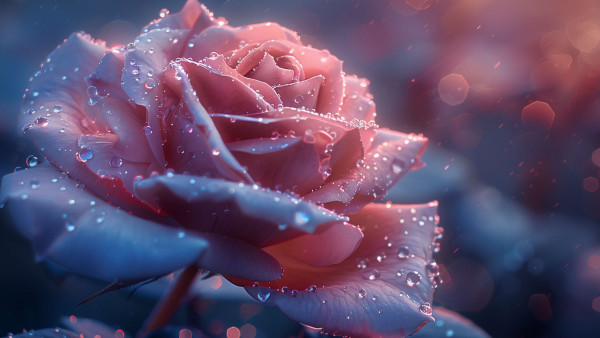 Rose covered with rain drops