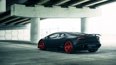 Vellano Matte Black Lamborghini Huracan on Red 3