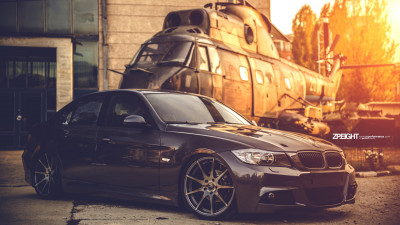 BMW E90 and one helicopter