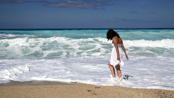 Girl on the ocean beach