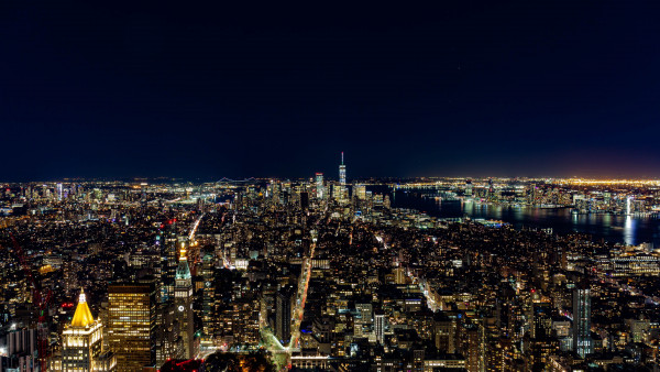 Night skyline from New York
