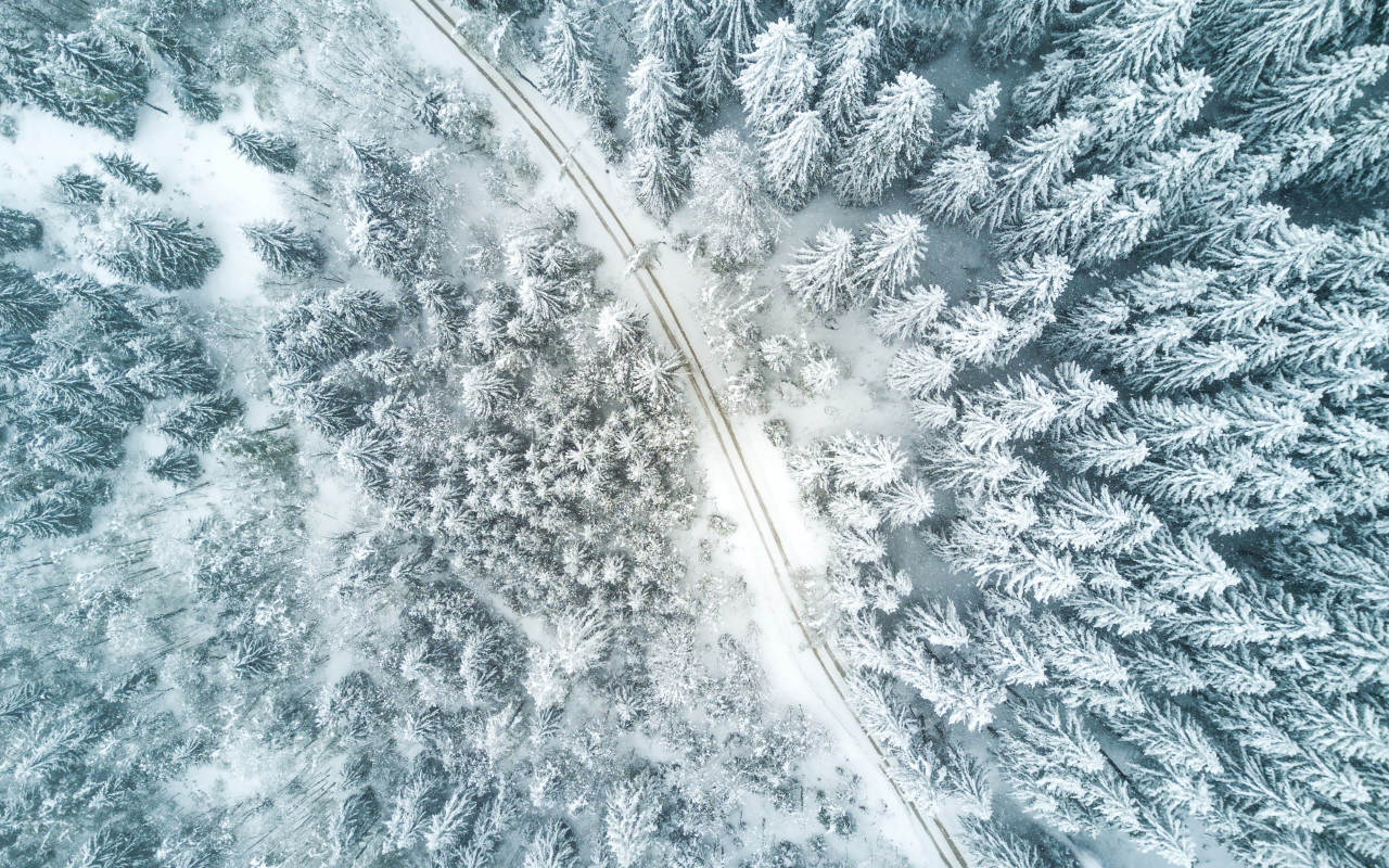 Aerial Winter landscape wallpaper 1280x800