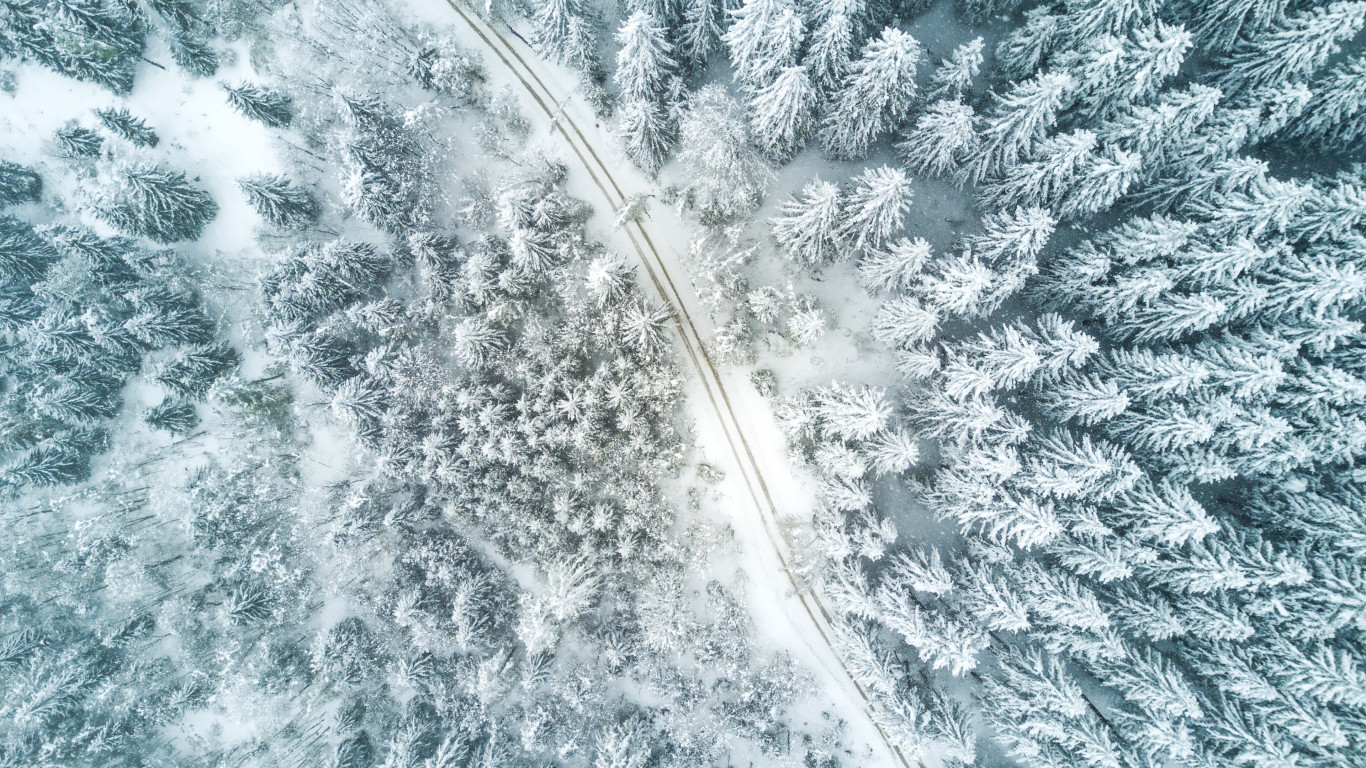 Aerial Winter landscape wallpaper 1366x768