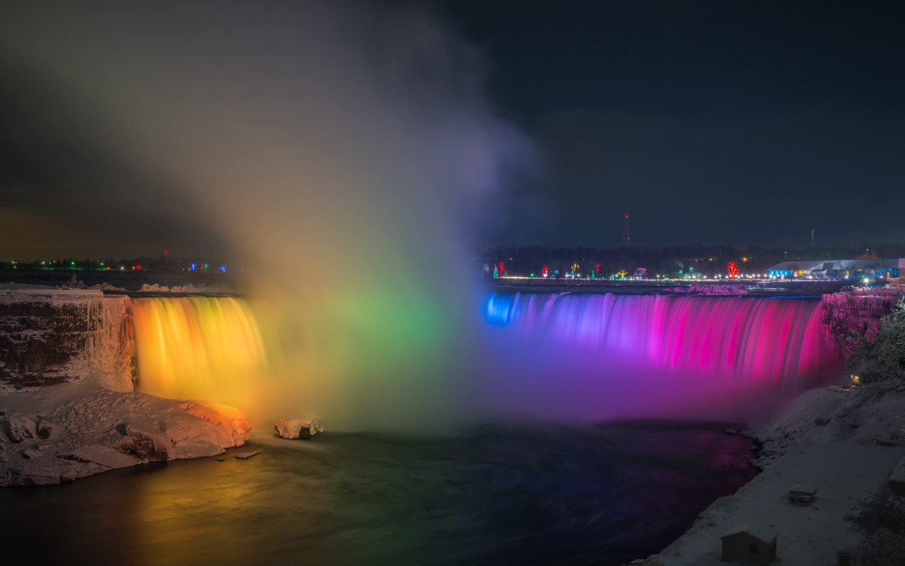Rainbow over Niagara Falls wallpaper 1280x800