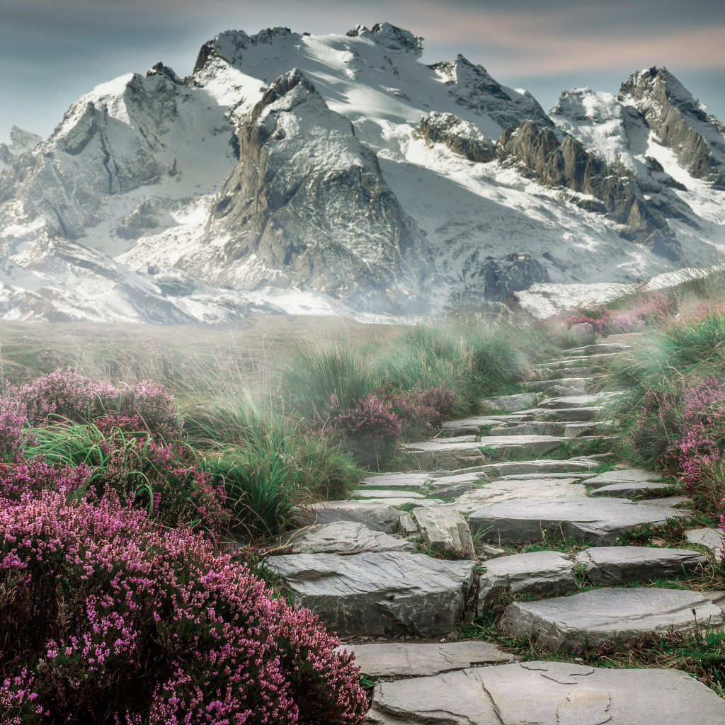Surreal mountain landscape wallpaper 1024x1024