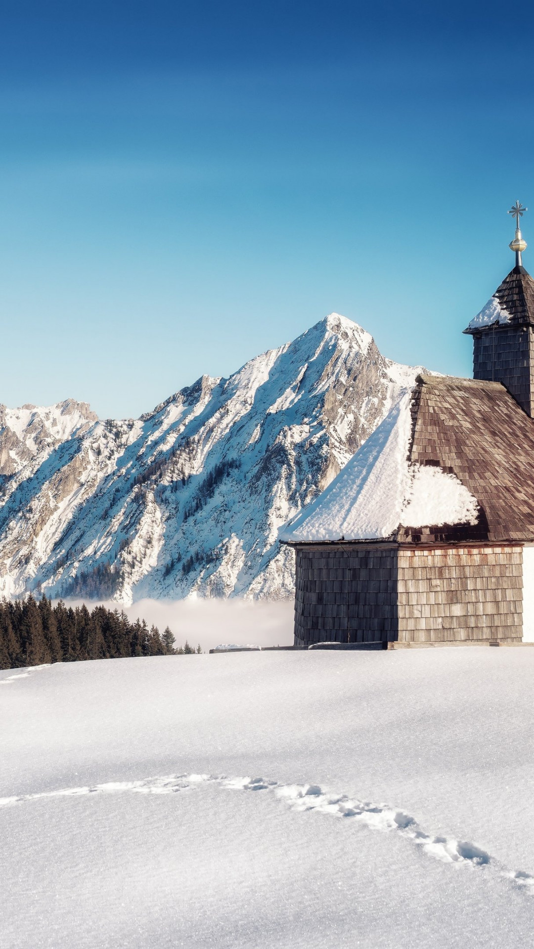Alpine Winter landscape from Strobl, Austria wallpaper 1080x1920