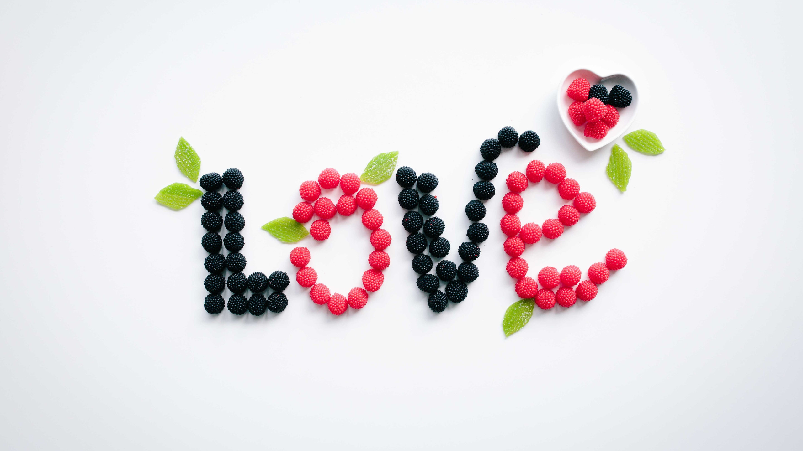 Love message with fruits wallpaper 2560x1440