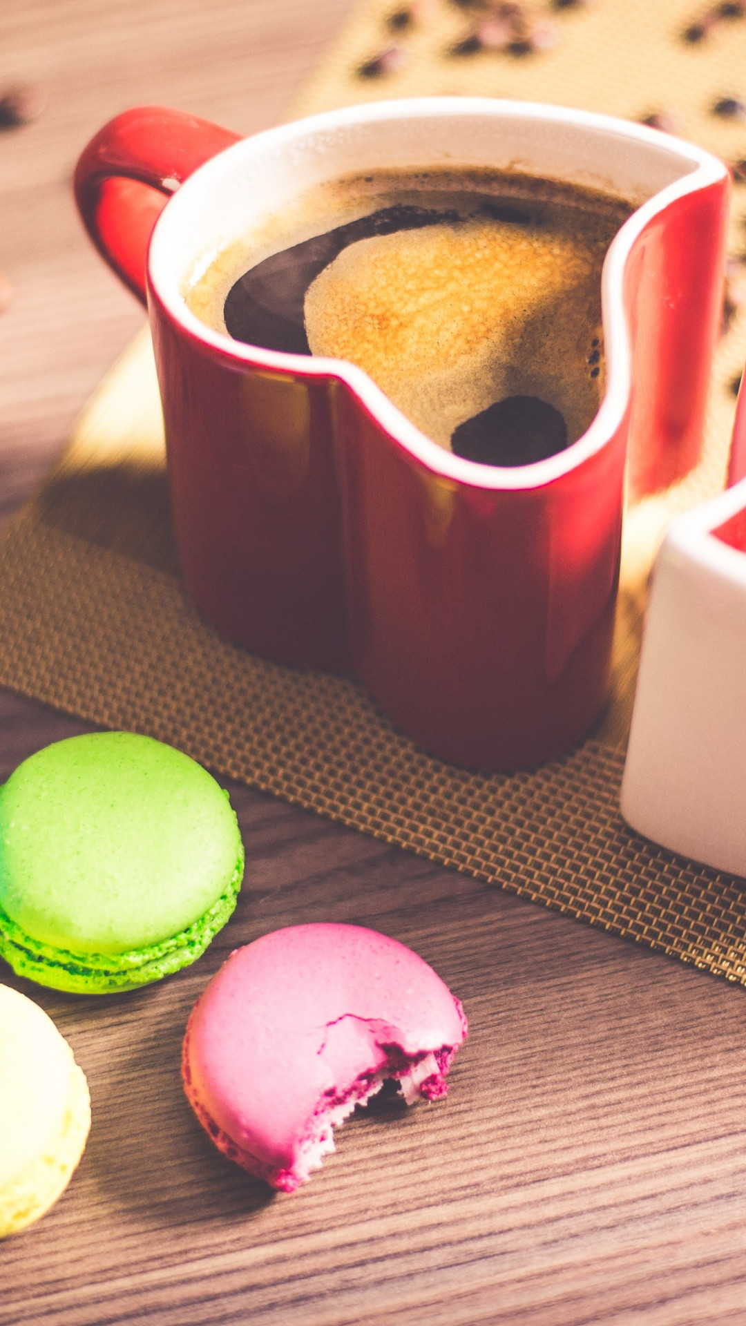 Coffee and macarons wallpaper 1080x1920