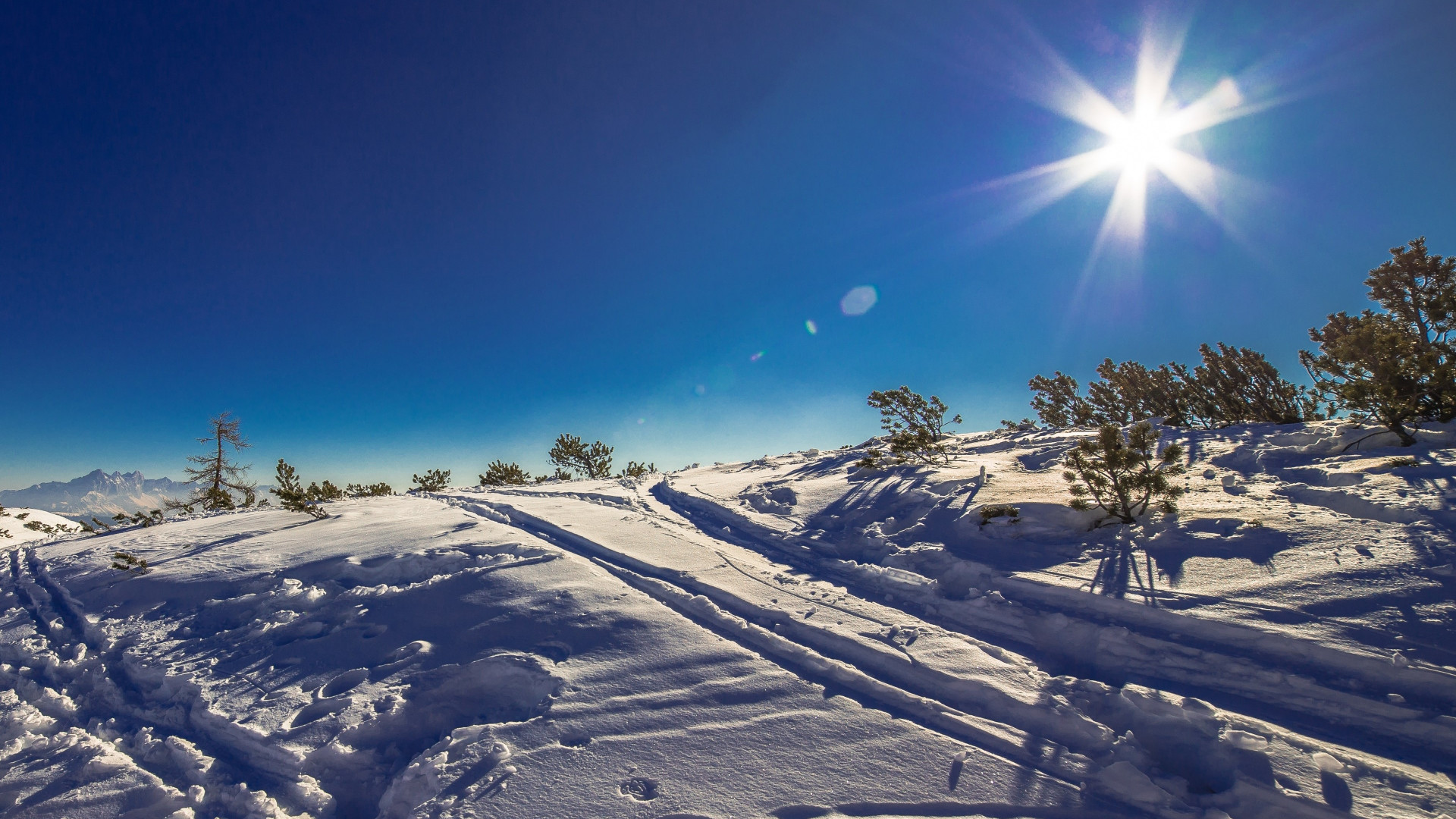 Sunny day in this Winter landscape wallpaper 1920x1080