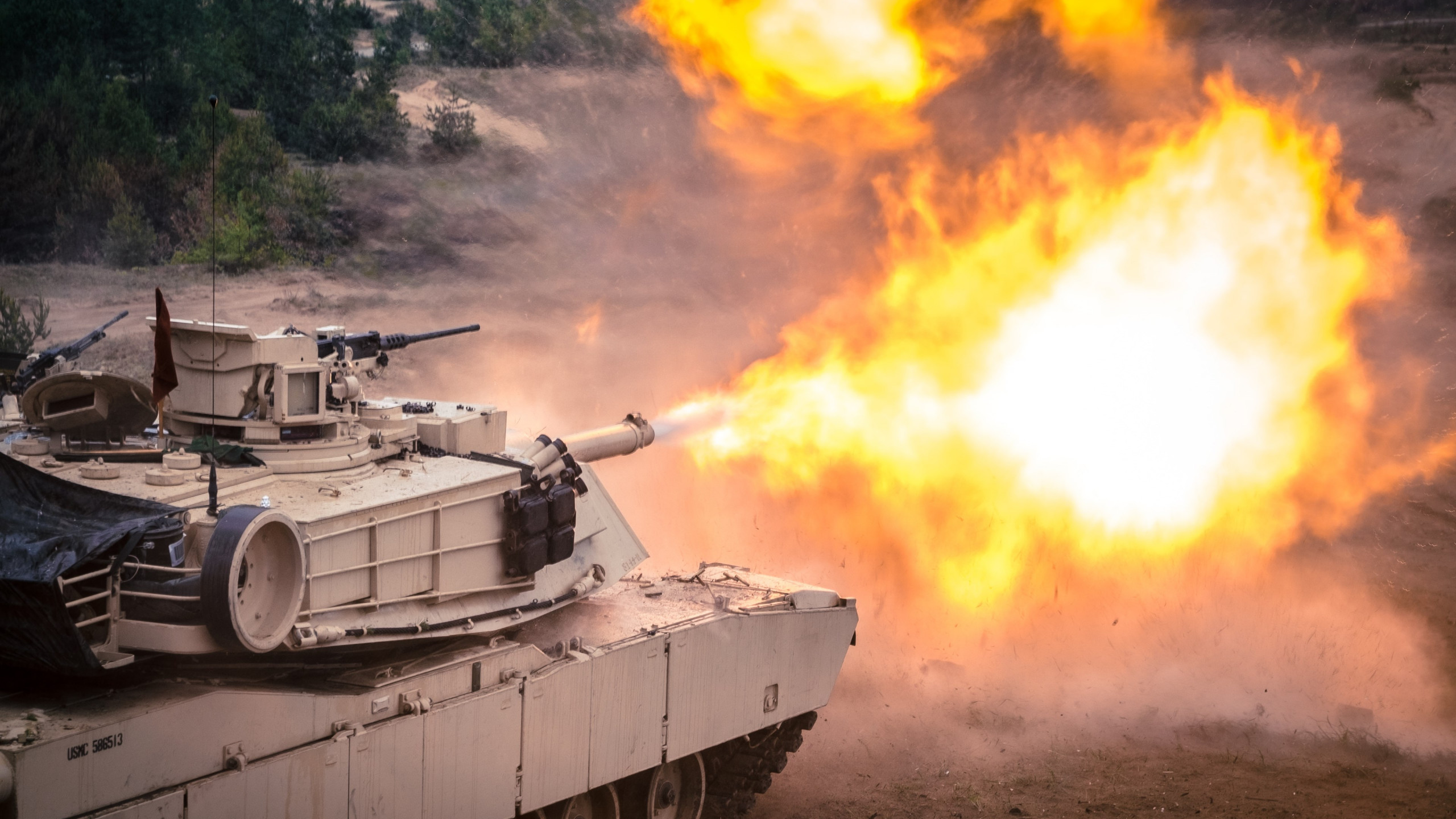 Tank firing exercise wallpaper 2560x1440