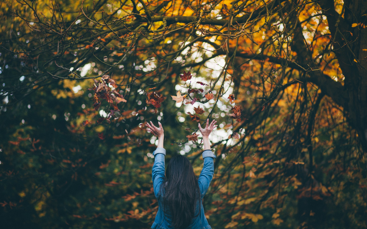 Girl enjoying Autumn wallpaper 1280x800