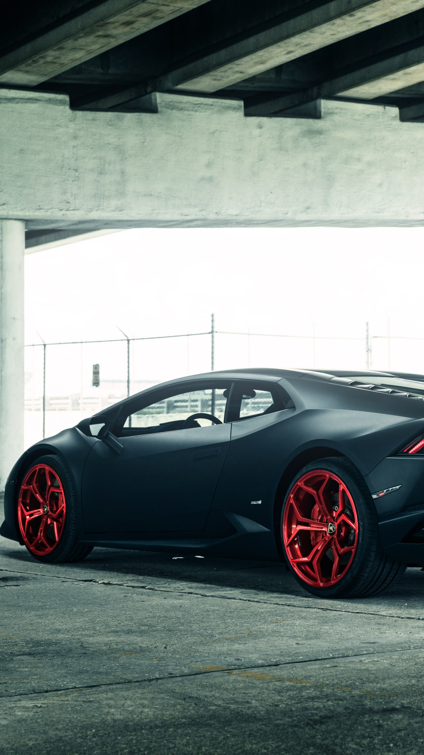 Vellano Matte Black Lamborghini Huracan on Red 3 wallpaper 1440x2560