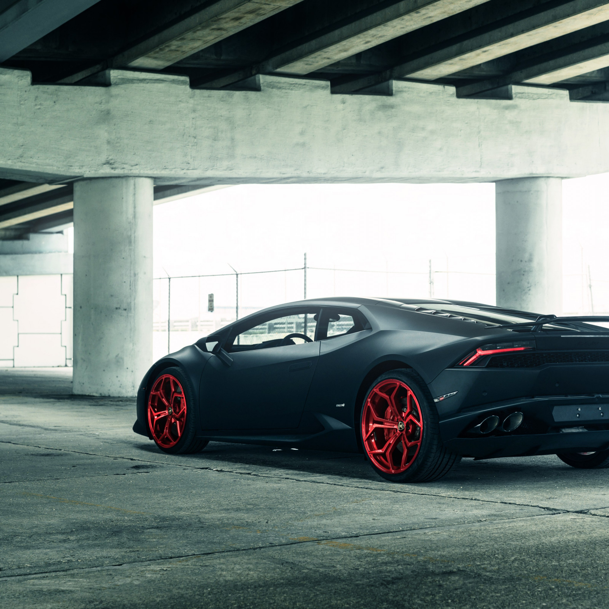 Vellano Matte Black Lamborghini Huracan on Red 3 wallpaper 2048x2048