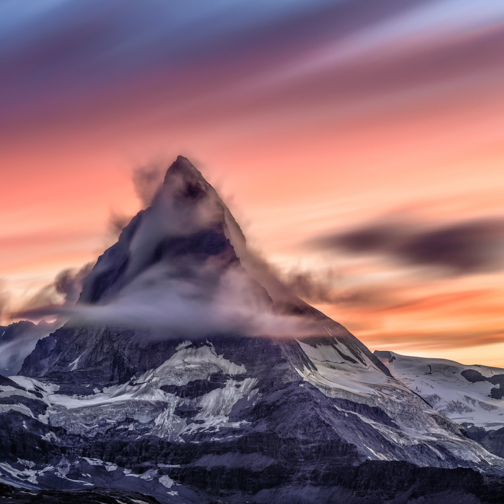 Matterhorn mountain from Alps wallpaper 1024x1024