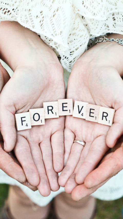 Forever message in their hands wallpaper 480x854