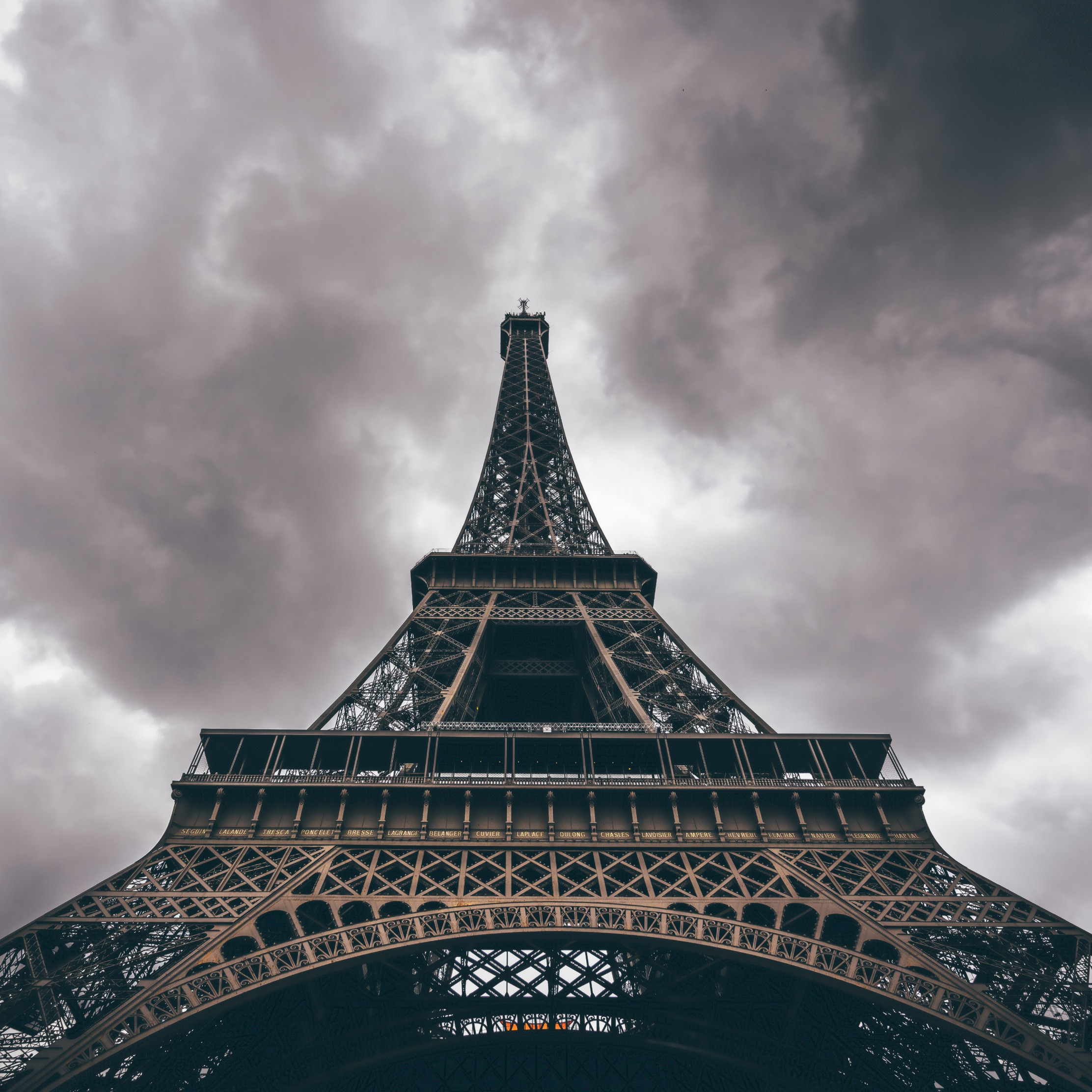 Eiffel Tower in a cloudy day wallpaper 2224x2224