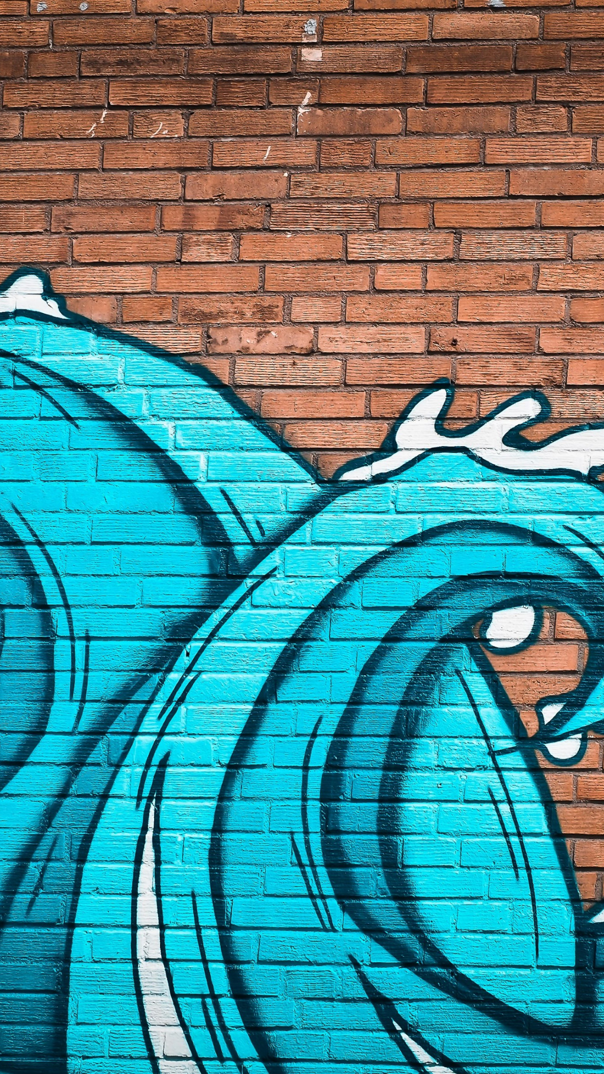 Graffiti waves on brick wall wallpaper 1242x2208
