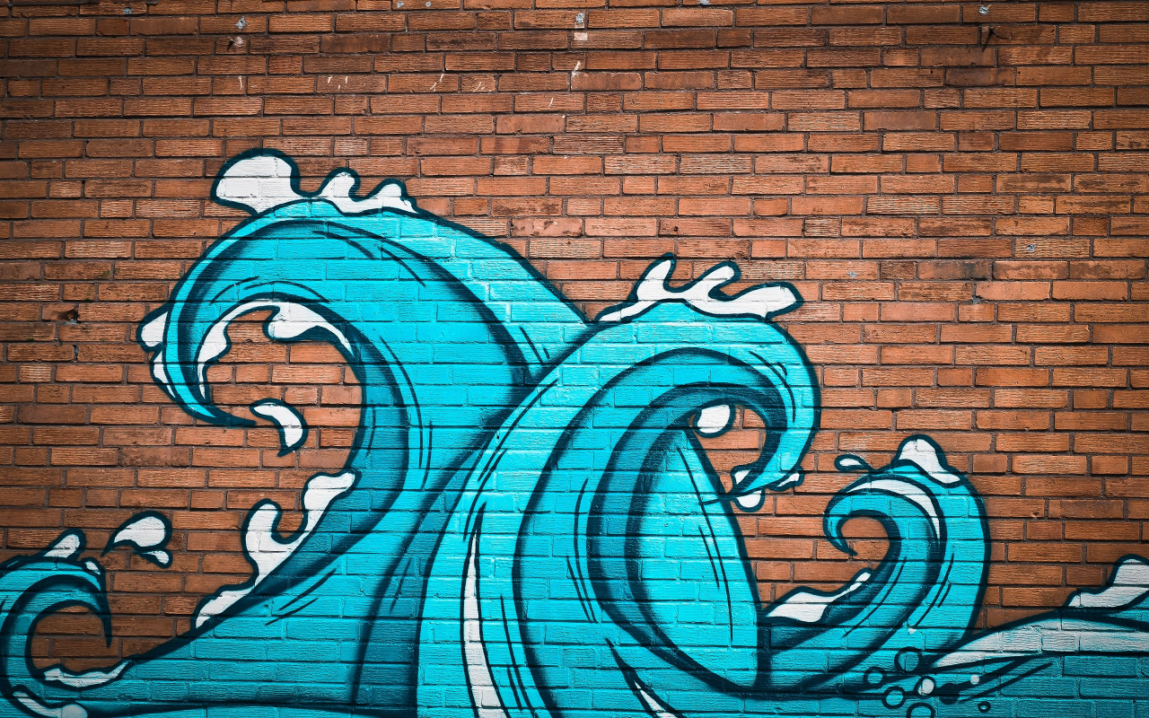 Graffiti waves on brick wall wallpaper 1280x800
