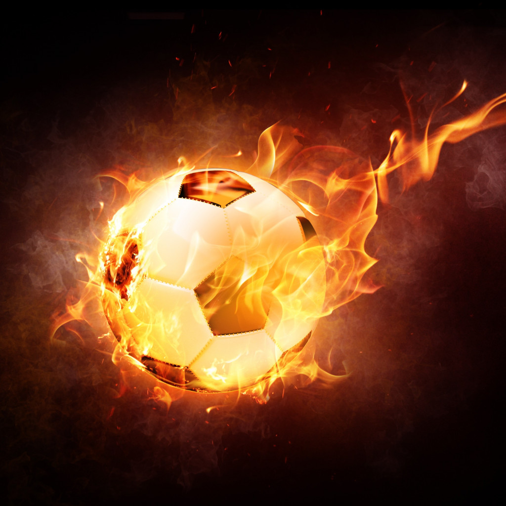 The football ball is on fire wallpaper 1024x1024
