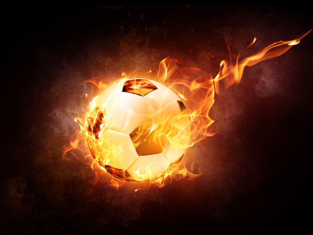 The football ball is on fire wallpaper 1024x768