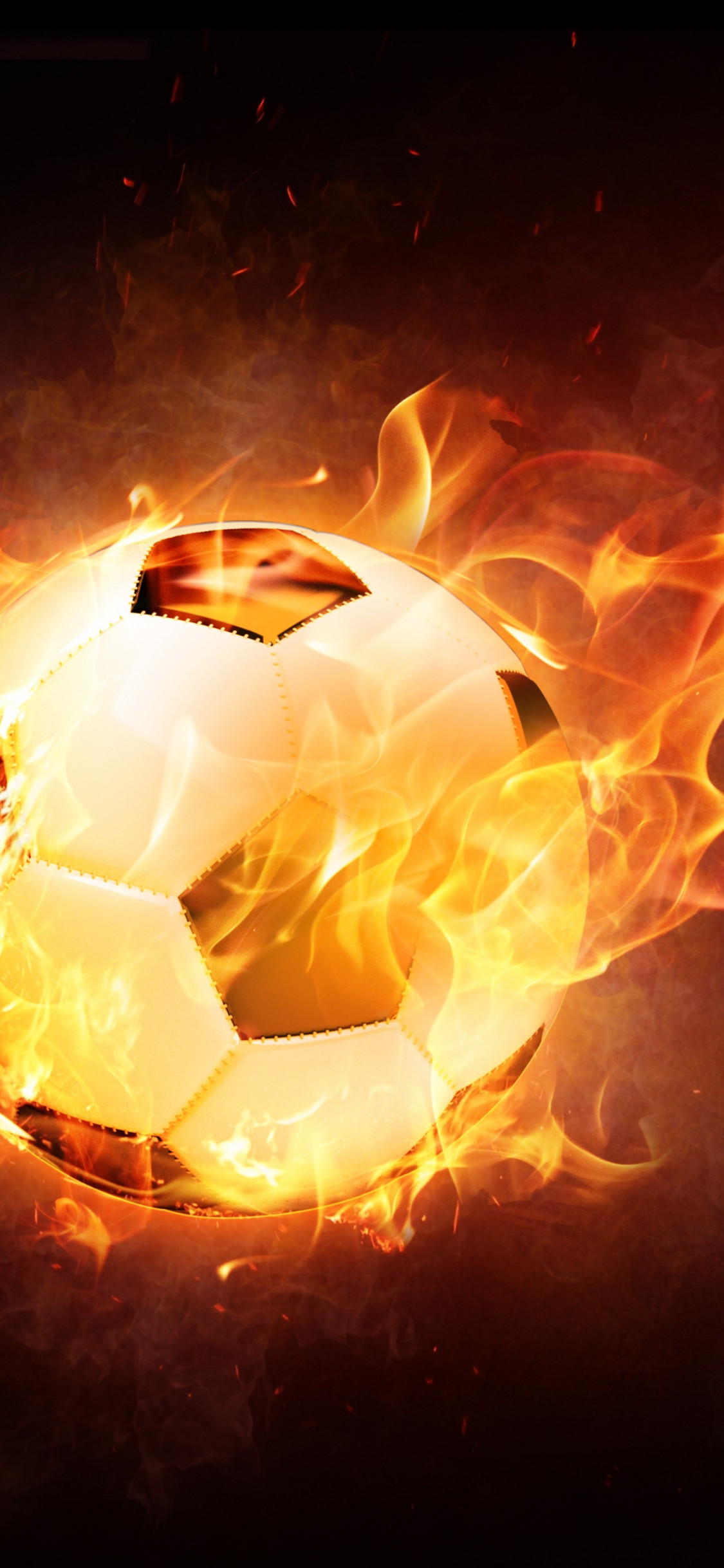 The football ball is on fire wallpaper 1125x2436
