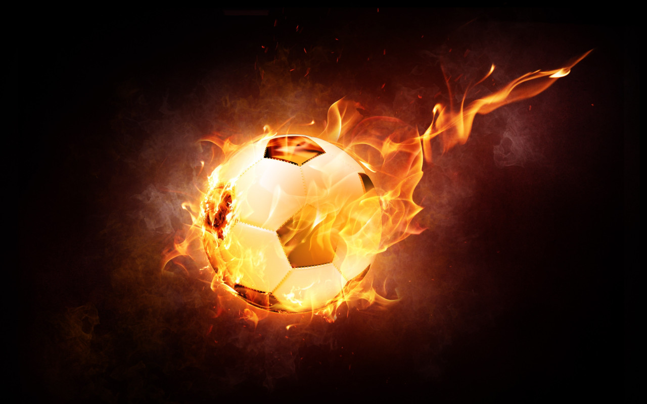 The football ball is on fire wallpaper 1280x800