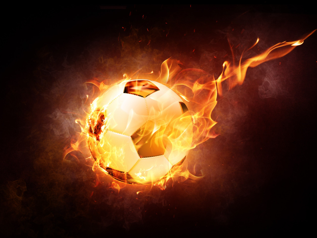 The football ball is on fire wallpaper 1280x960
