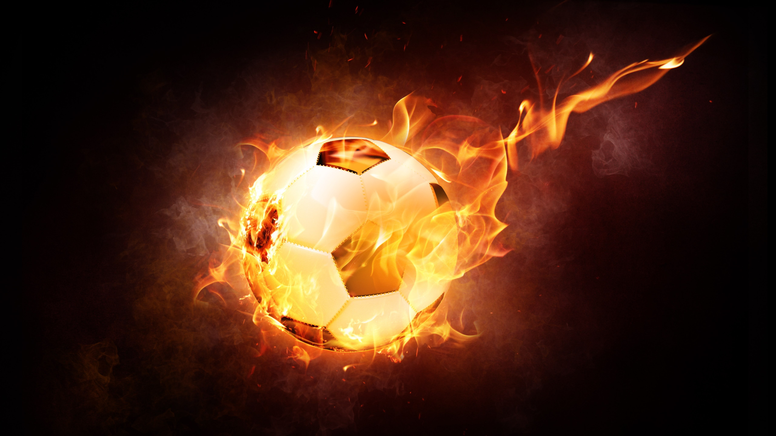 The football ball is on fire wallpaper 2560x1440