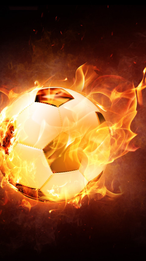 The football ball is on fire wallpaper 480x854