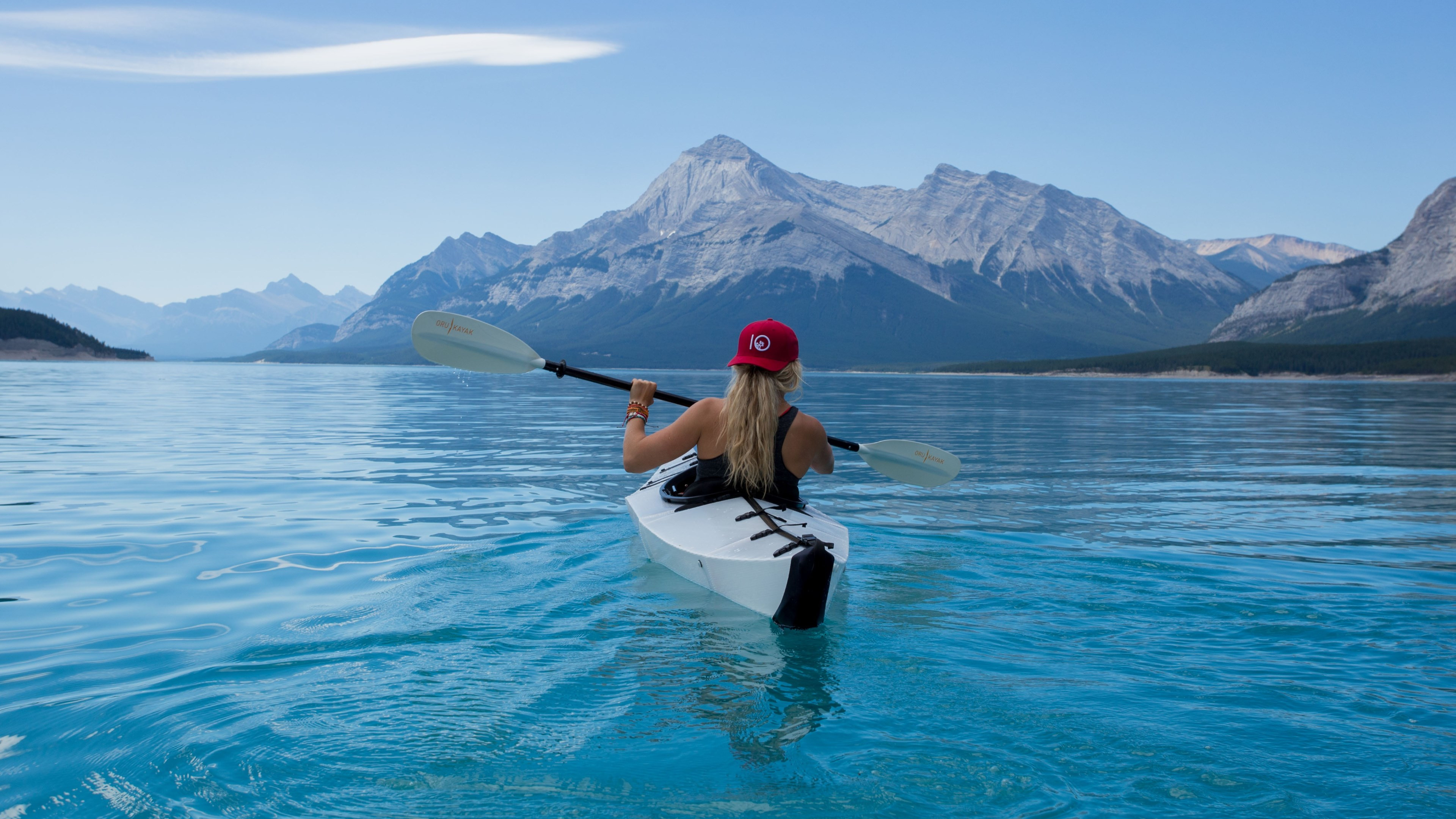 Trip with kayak on lake wallpaper 3840x2160
