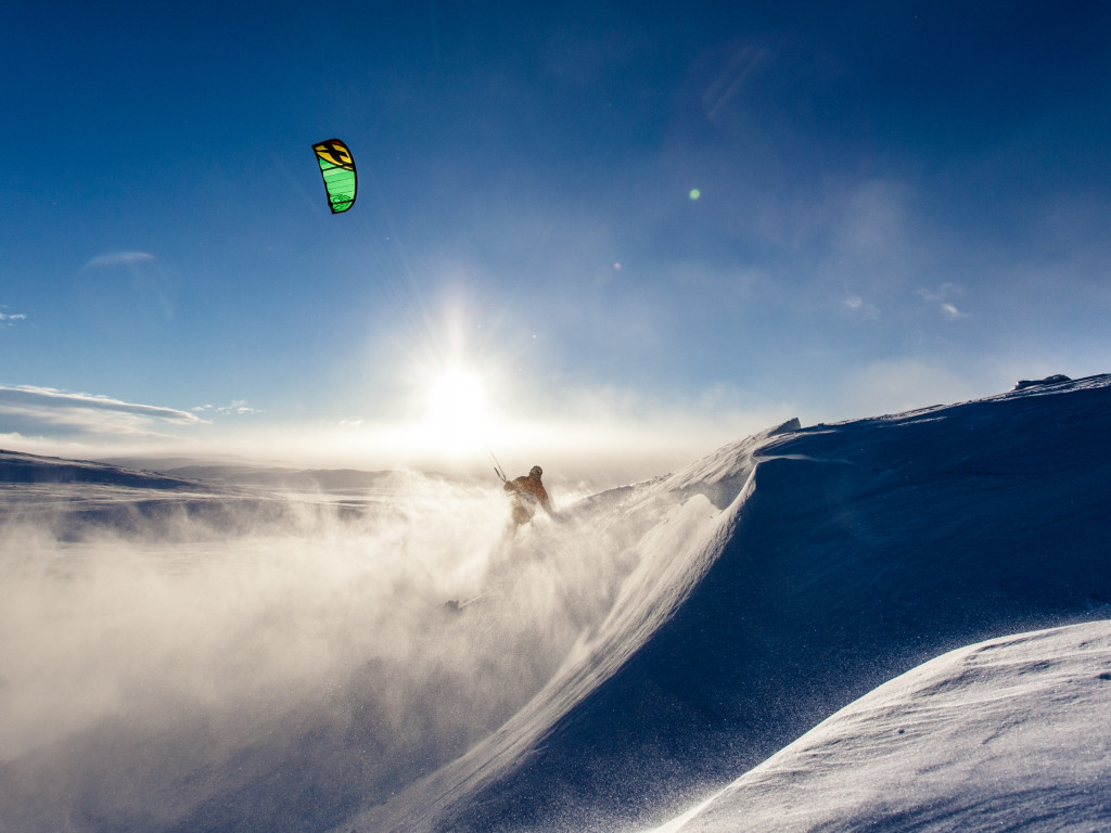 Kiteboarder on snow wallpaper 1024x768