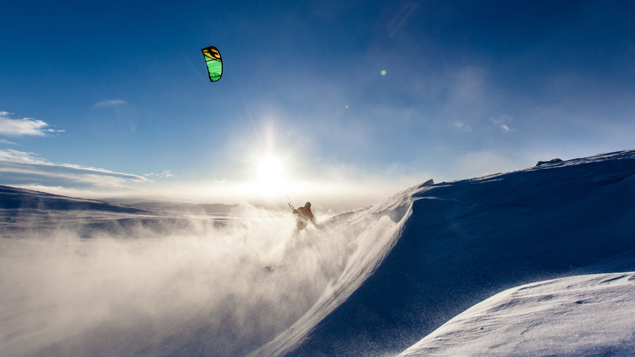 Kiteboarder on snow wallpaper 1280x720