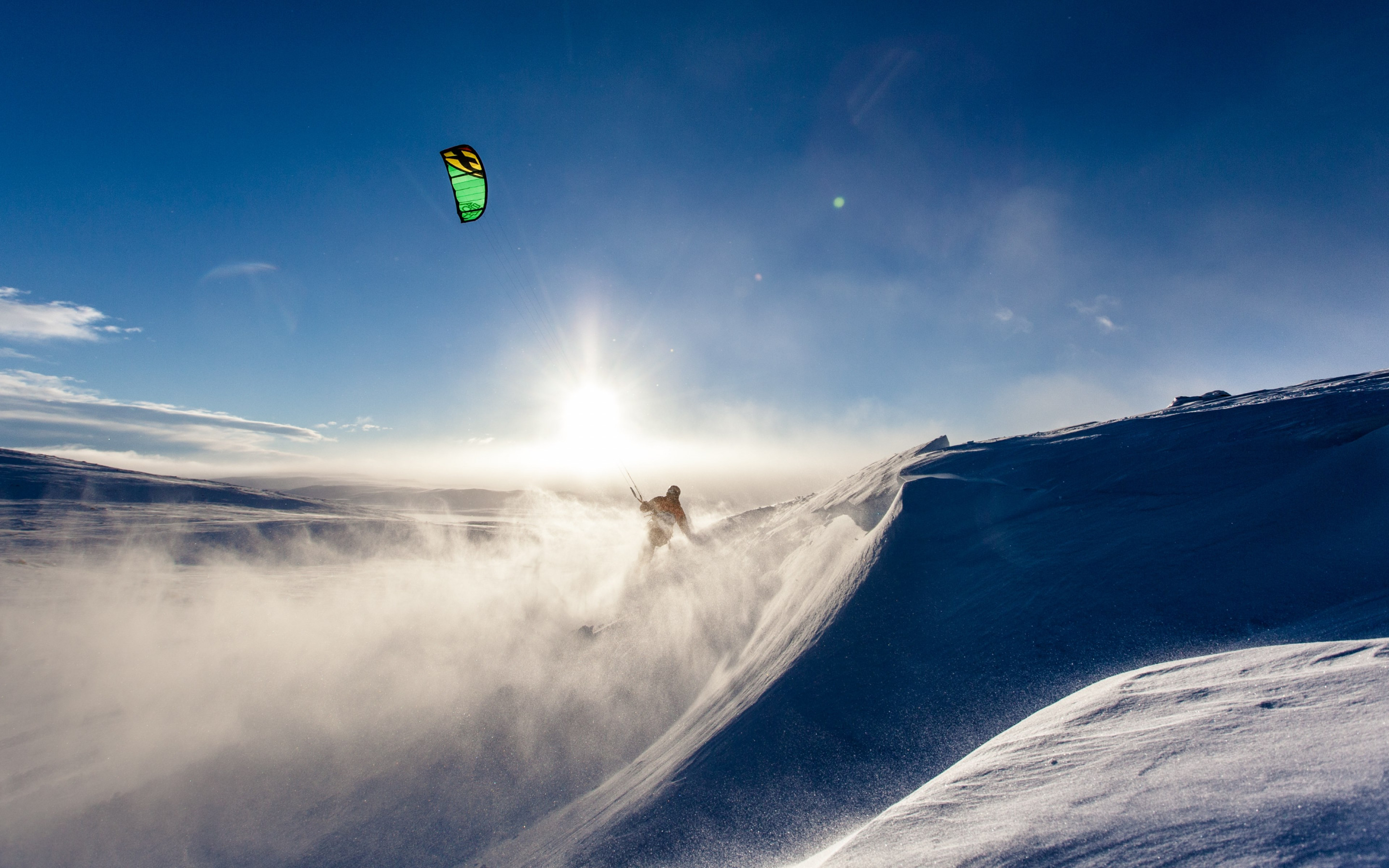 Kiteboarder on snow wallpaper 2880x1800