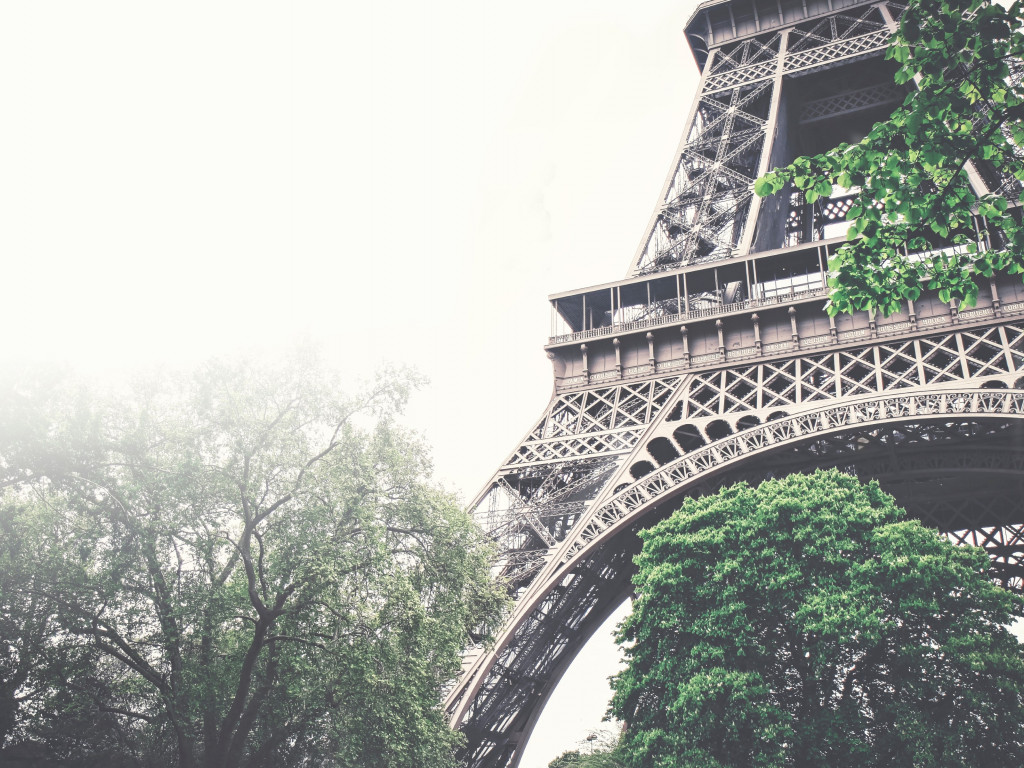 Tour Eiffel in a foggy day wallpaper 1024x768