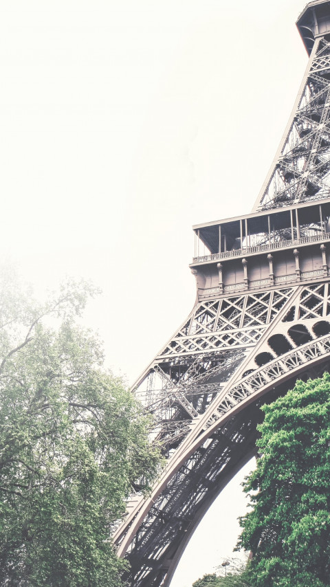 Tour Eiffel in a foggy day wallpaper 480x854
