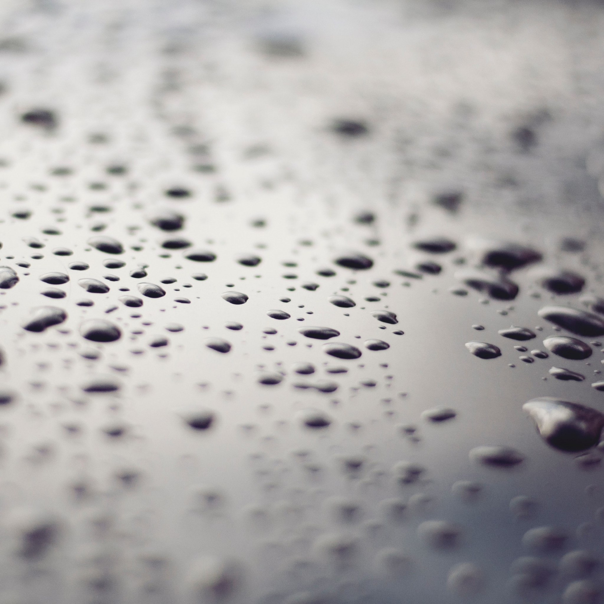 Raindrops on a metallic surface wallpaper 2048x2048