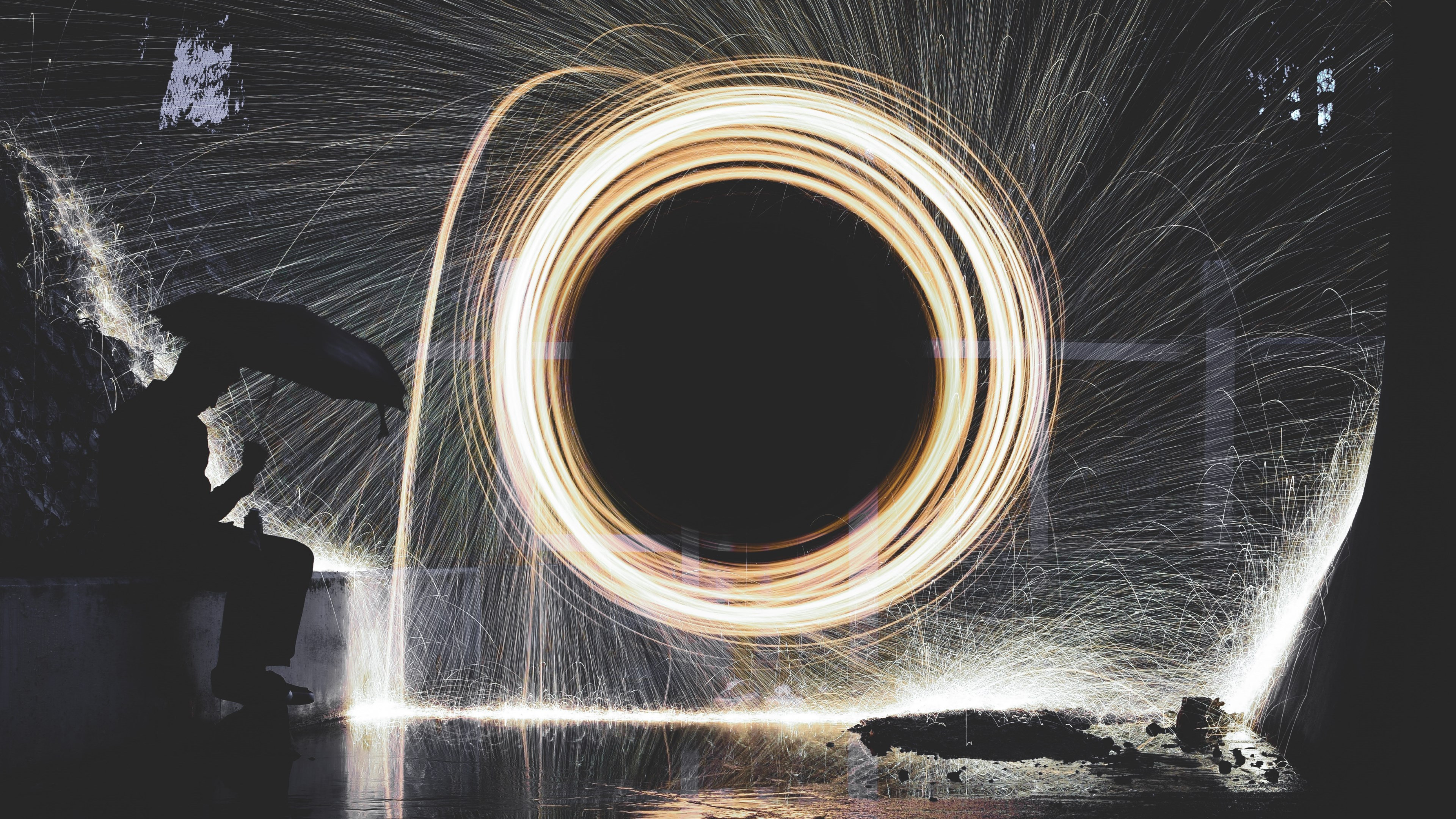 Steel wool. Light sparks wallpaper 3840x2160