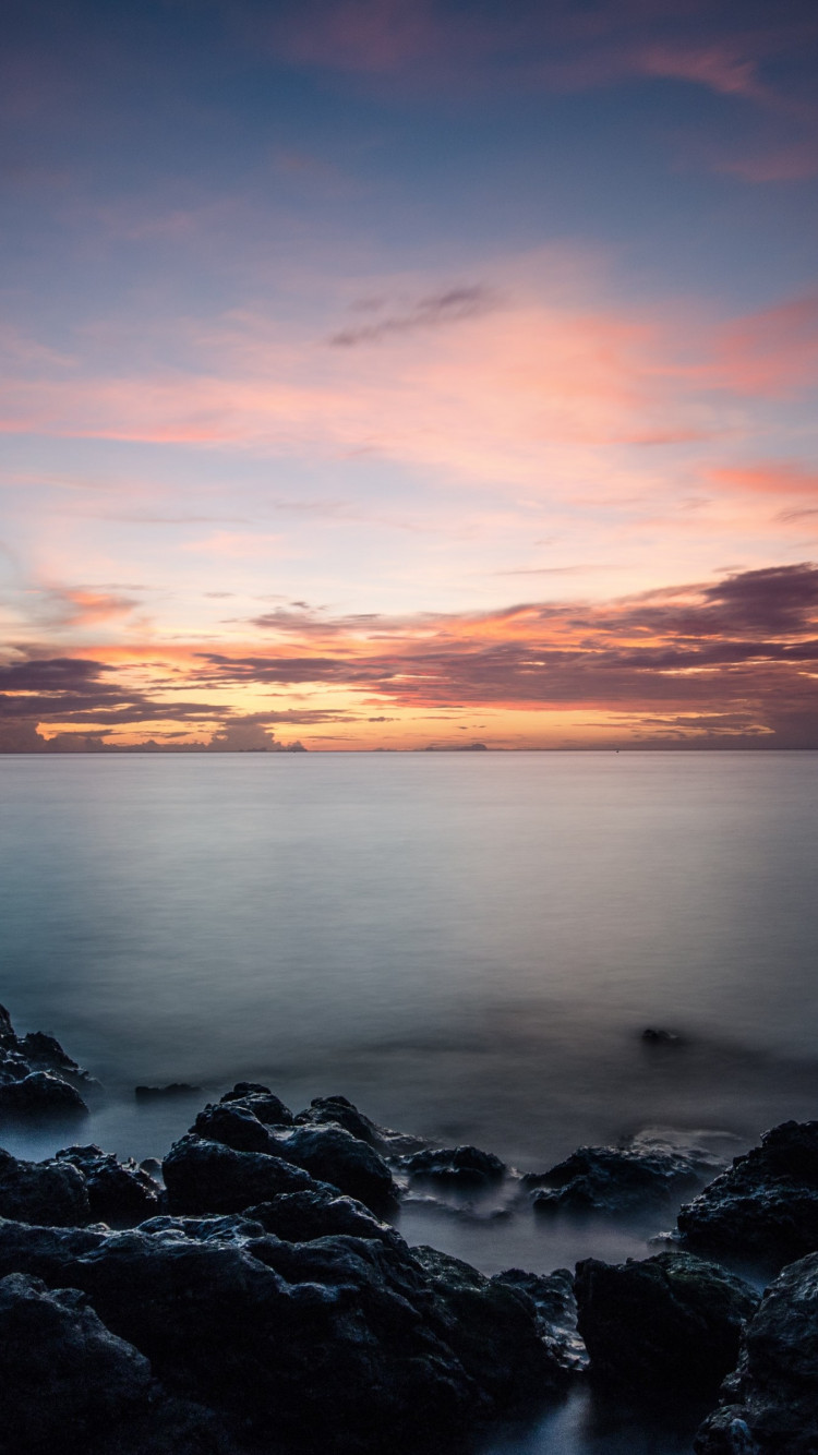 Sunset, rocks, clouds, view from Thailand wallpaper 750x1334