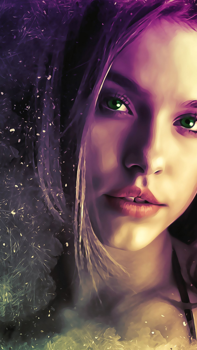 Beautiful illustration with a girl portrait wallpaper 750x1334