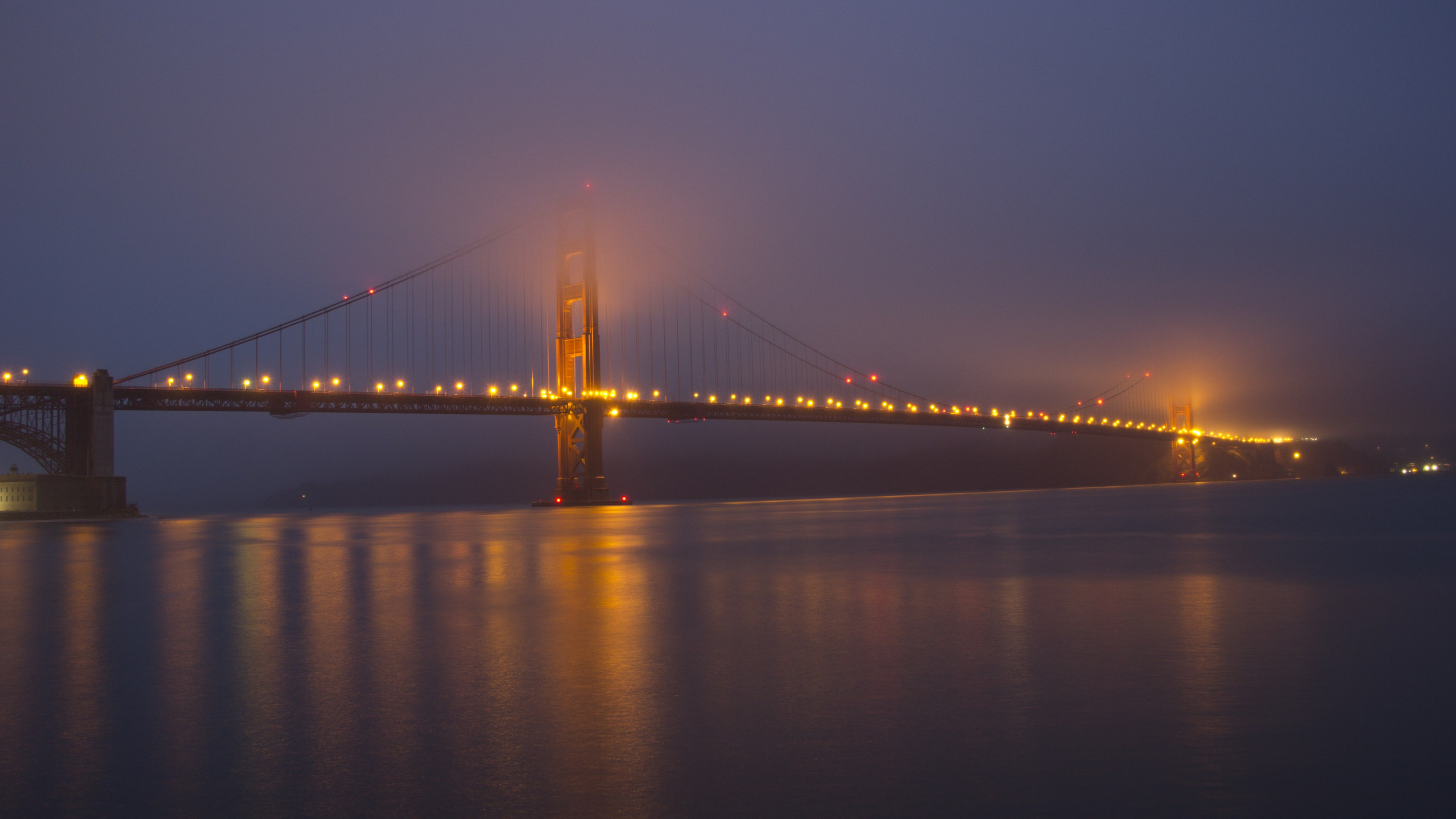 Golden Gate Bridge after the sunset wallpaper 2560x1440