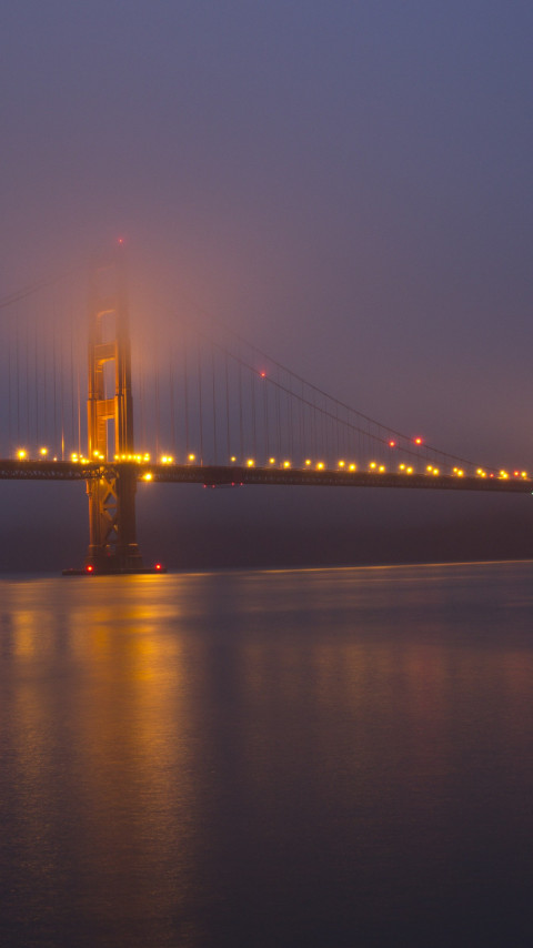 Golden Gate Bridge after the sunset wallpaper 480x854