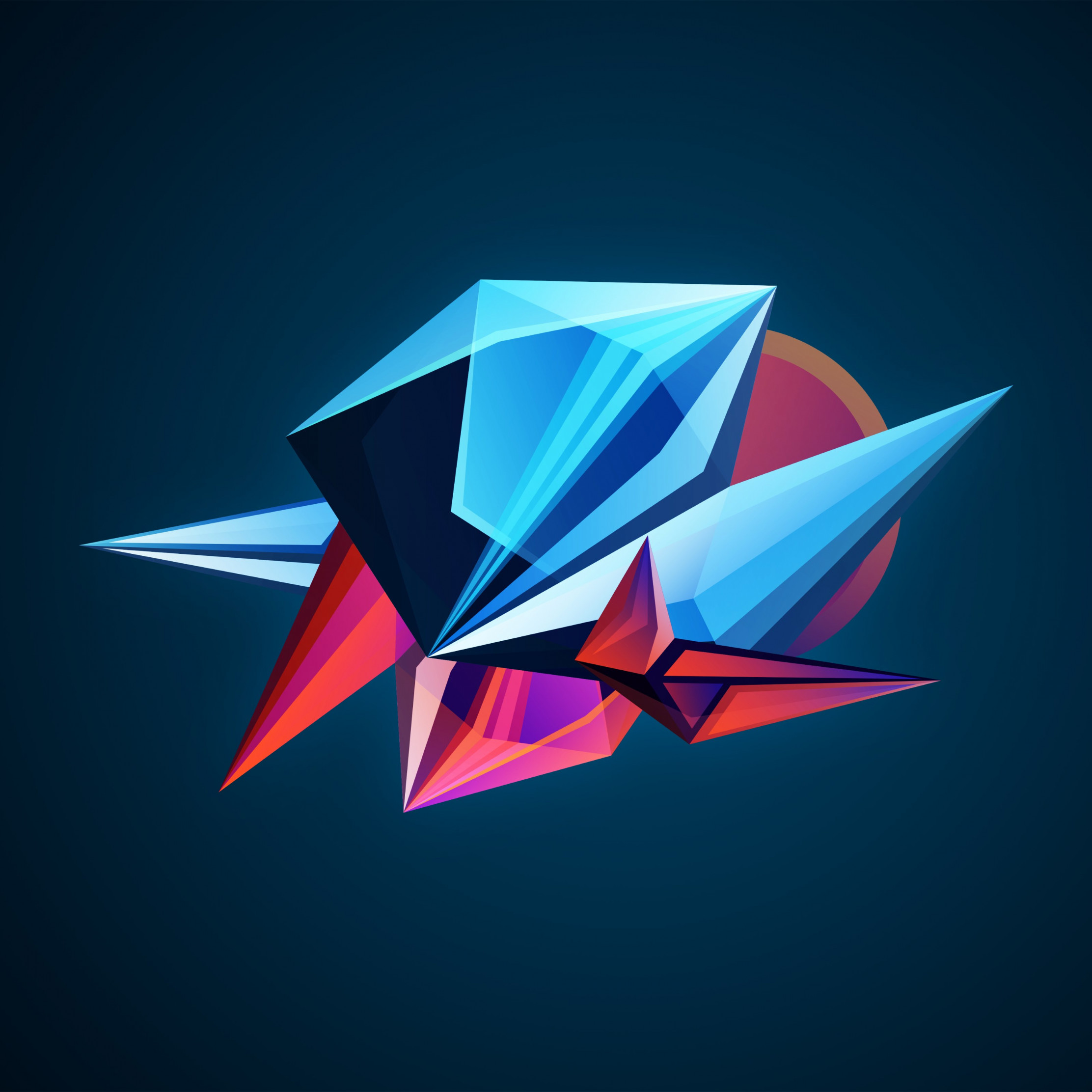 Abstract 3D shapes wallpaper 2224x2224