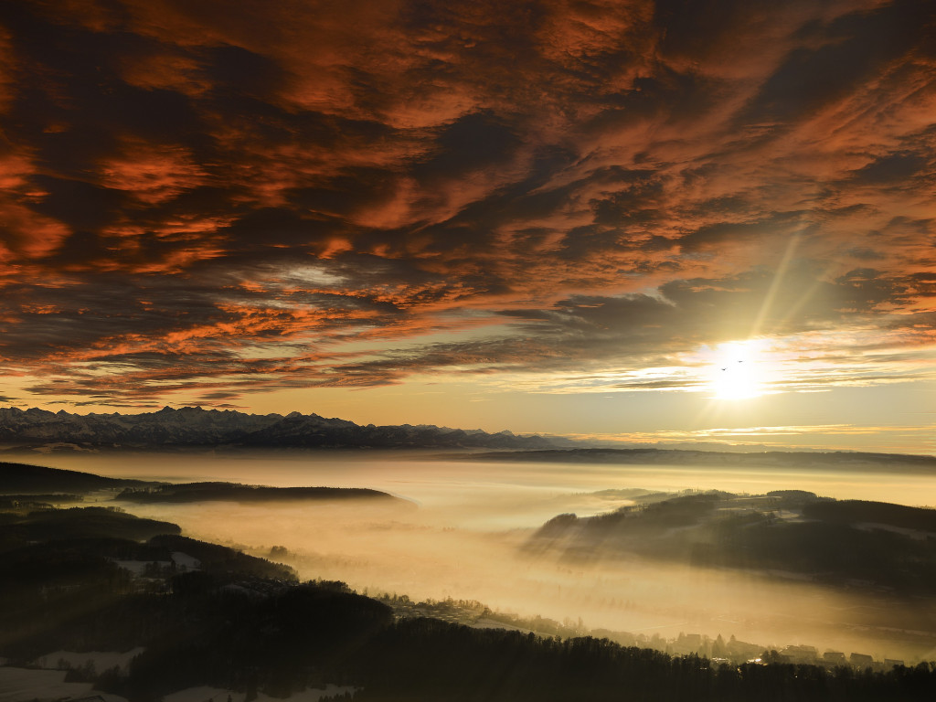 Sunset from Uetliberg, Switzerland wallpaper 1024x768