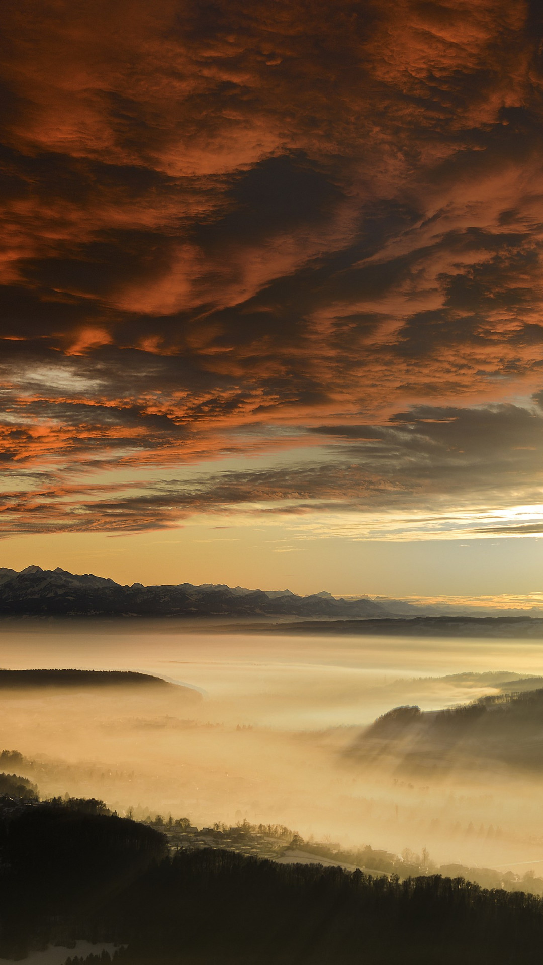 Sunset from Uetliberg, Switzerland wallpaper 1080x1920