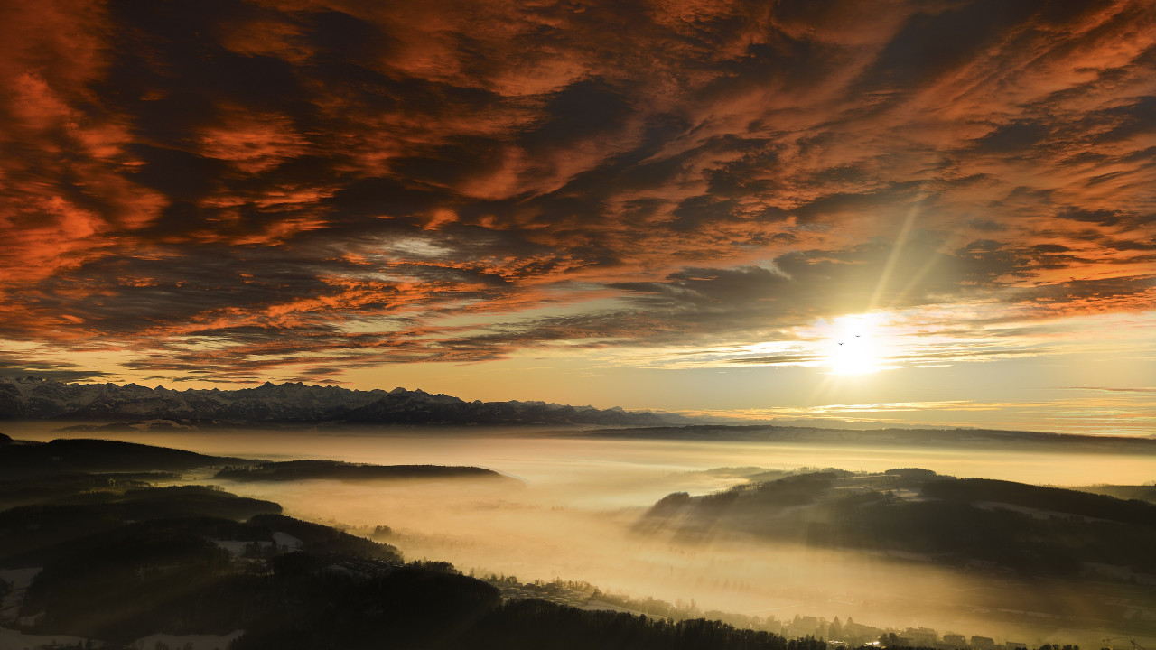 Sunset from Uetliberg, Switzerland wallpaper 1280x720