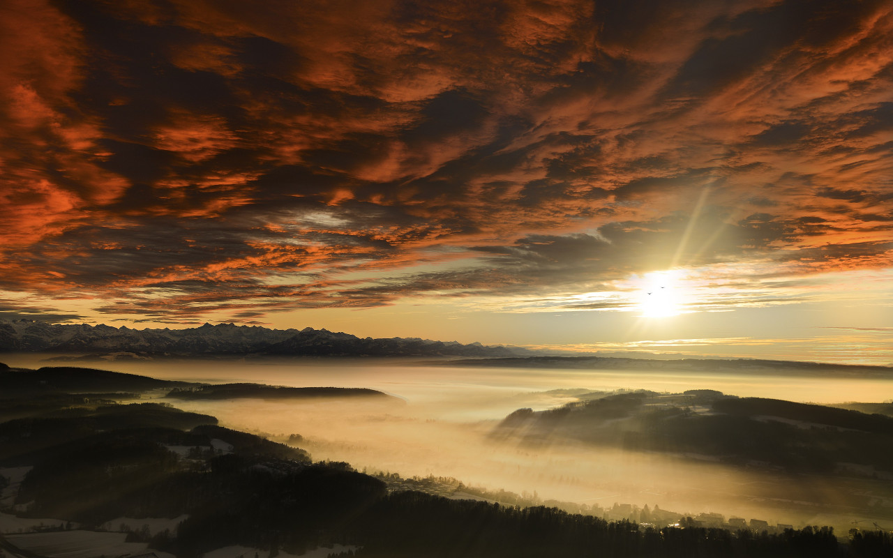 Sunset from Uetliberg, Switzerland wallpaper 1280x800